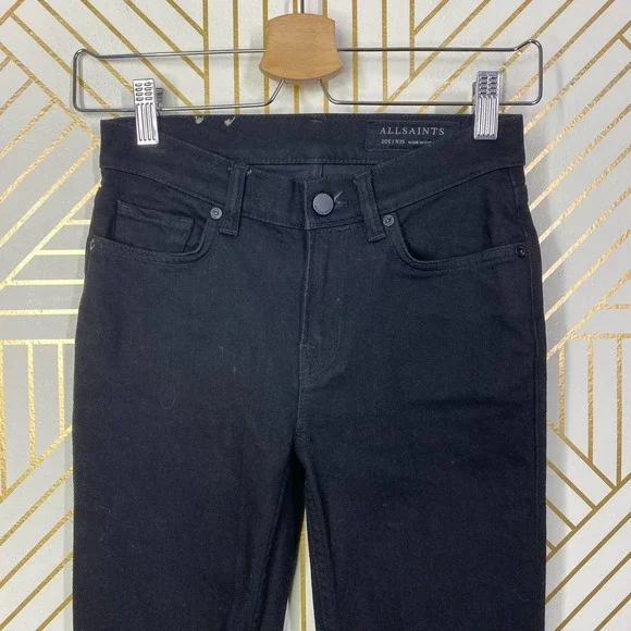 ALLSAINTS Zoe Cropped Bootcut Jeans in Black Size US 25 - Picture 3 of 11